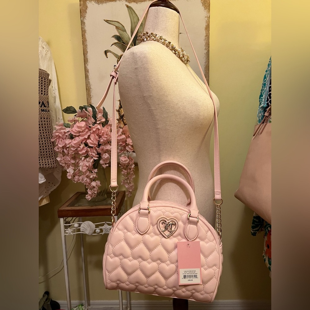 Juicy Couture Blush Pink Quilted Heart Bag NWT - Picture 3 of 16